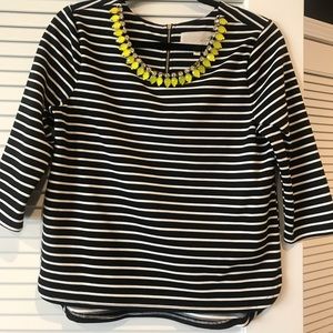 Designer 3 quarter sleeve crew neck top w/ gems